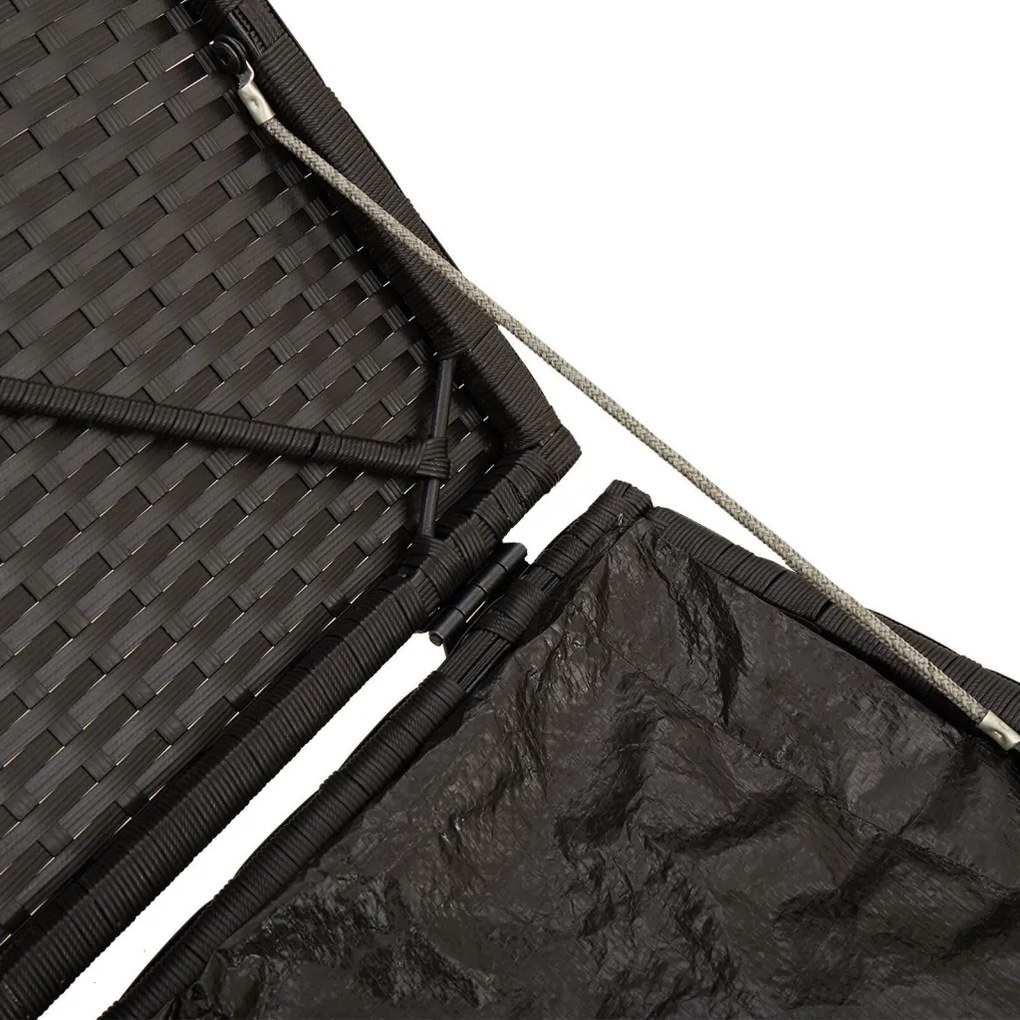 Kültéri Tároló Doboz Fekete és Krém Rattan, Poliészter 80 cm