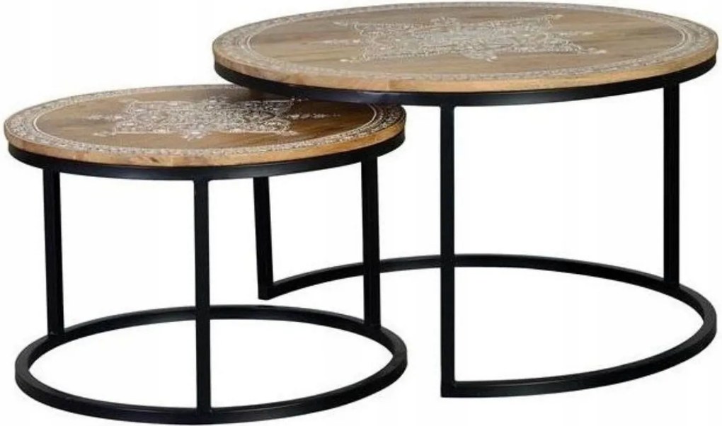 2 db-os dohányzóasztal szett Giner Colomer mangófa kiegészítő asztal