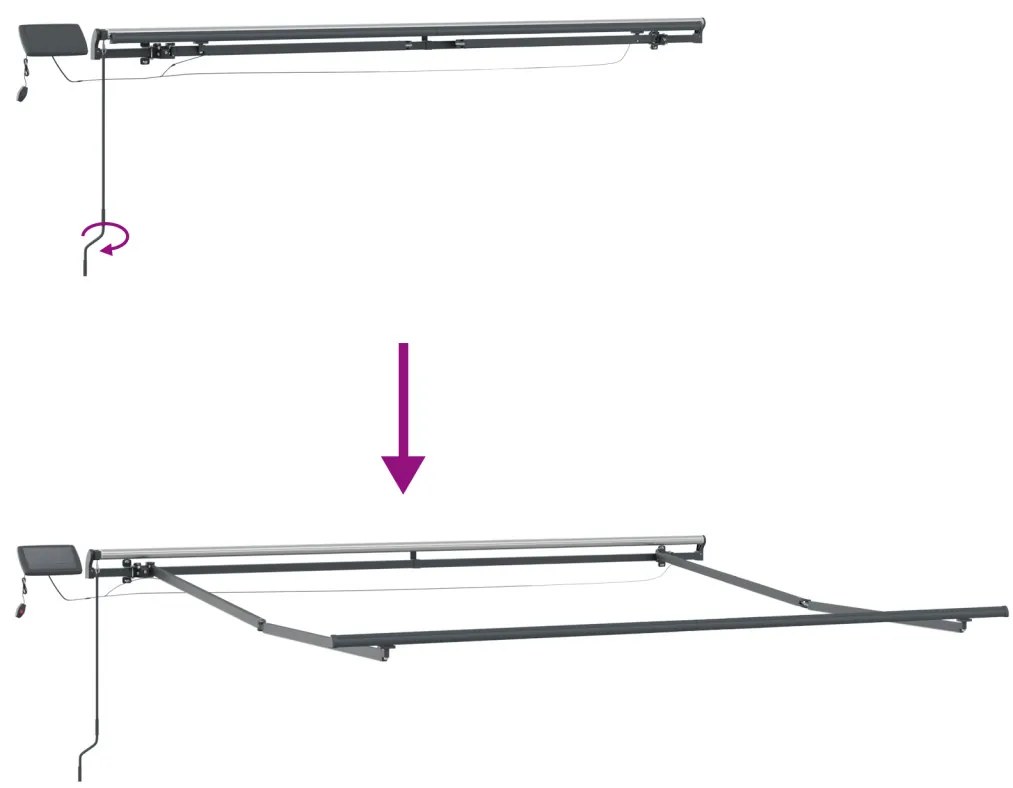 Manuális behúzható napernyő LED világítással Narancs és Barna 300x250 cm