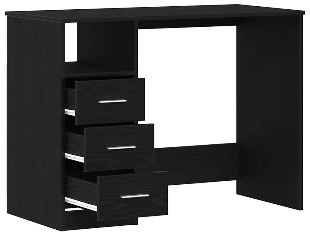 fekete tölgy szerelt fa íróasztal fiókokkal 102 x 50 x 76 cm