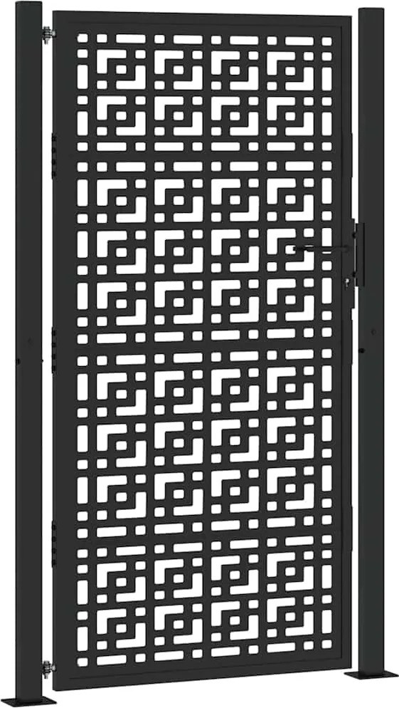 vidaXL fekete acél kerti kapu 100x175 cm kereszt mintával
