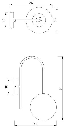 Fali lámpa CAMBRIDGE 1xE14/60W/230V fekete/sárgaréz