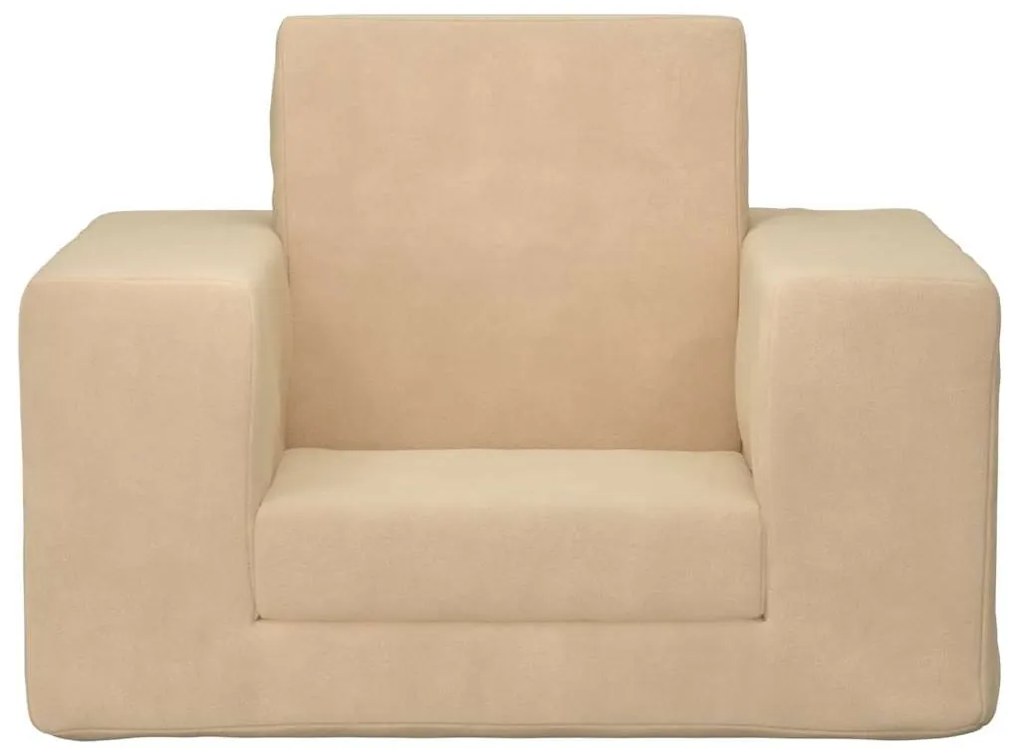 krémszínű puha plüss gyerek kanapéágy