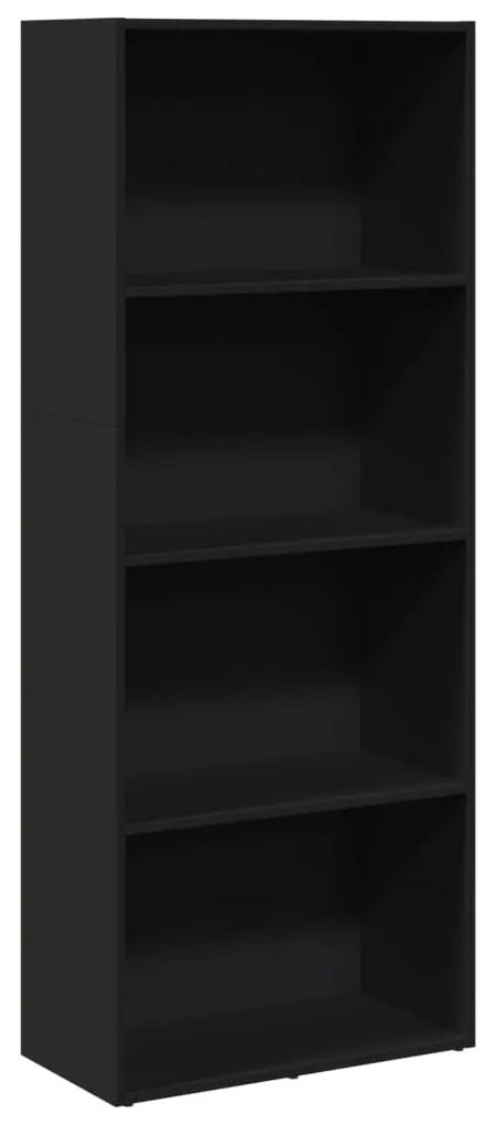 fekete szerelt fa könyvespolc 60 x 30 x 152 cm