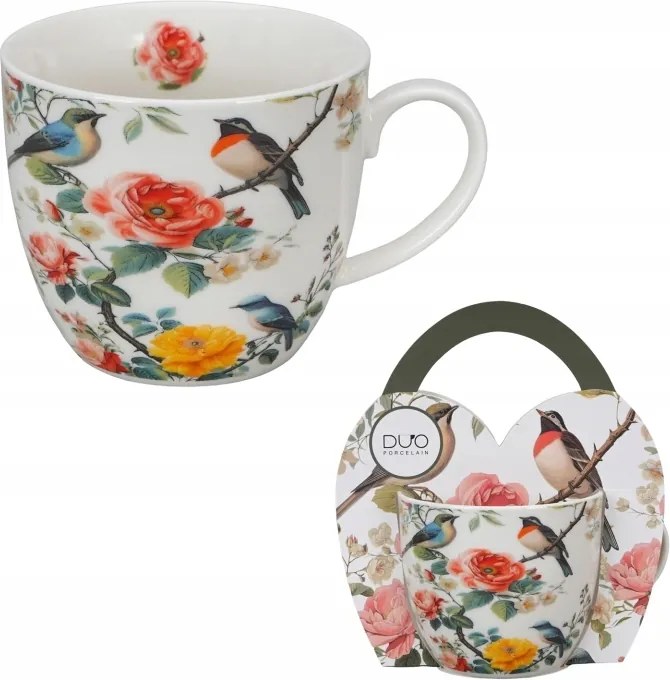 460ML-ES Porcelán Bögre Ajándék Kávéhoz April "kosárban"