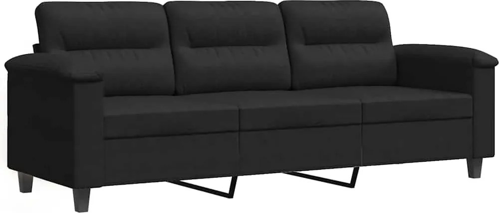 vidaXL 3 személyes fekete mikroszálas szövetkanapé 180 cm