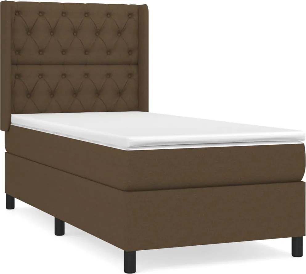 vidaXL sötétbarna szövet rugós ágy matraccal 80 x 200 cm