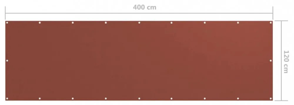 terrakotta oxford-szövet erkélyparaván 120 x 400 cm
