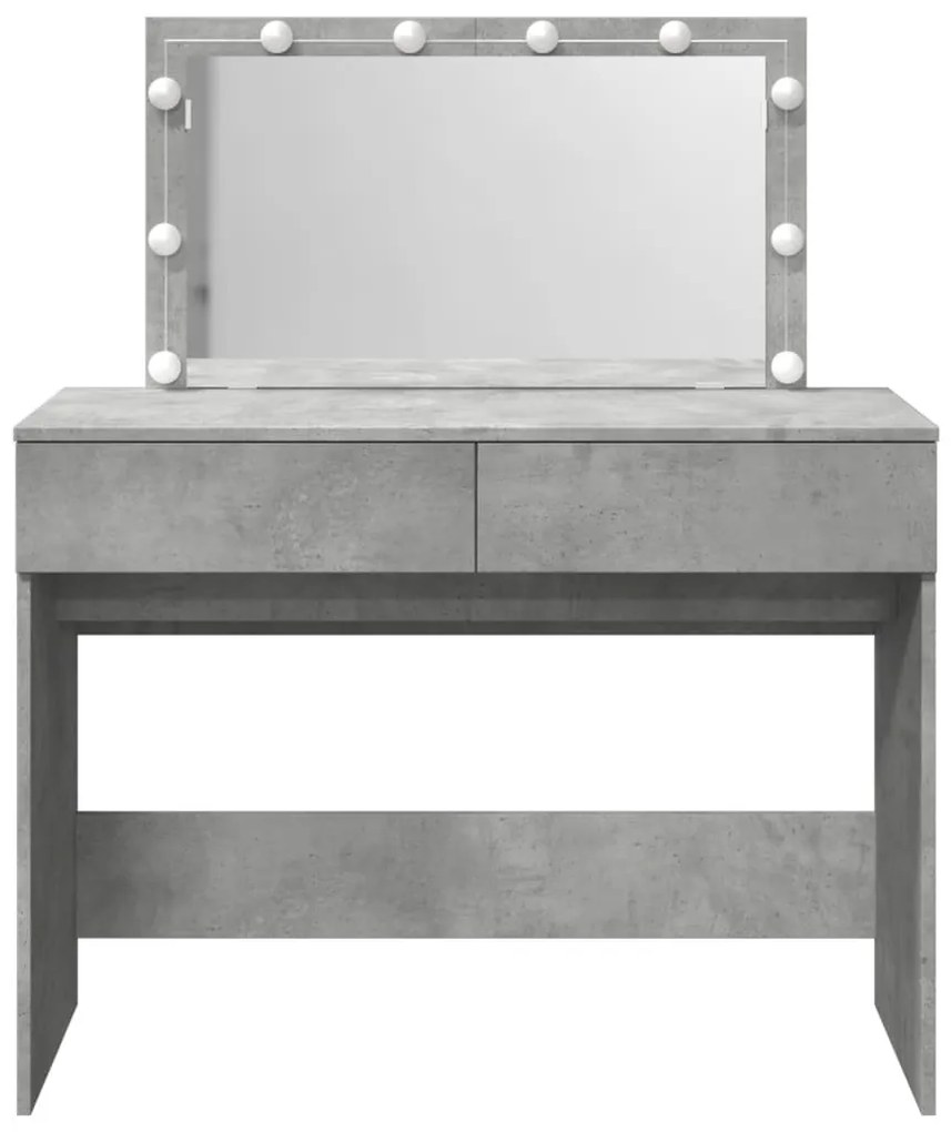 betonszürke fésülködőasztal LED-del 100 x 40 x 120 cm