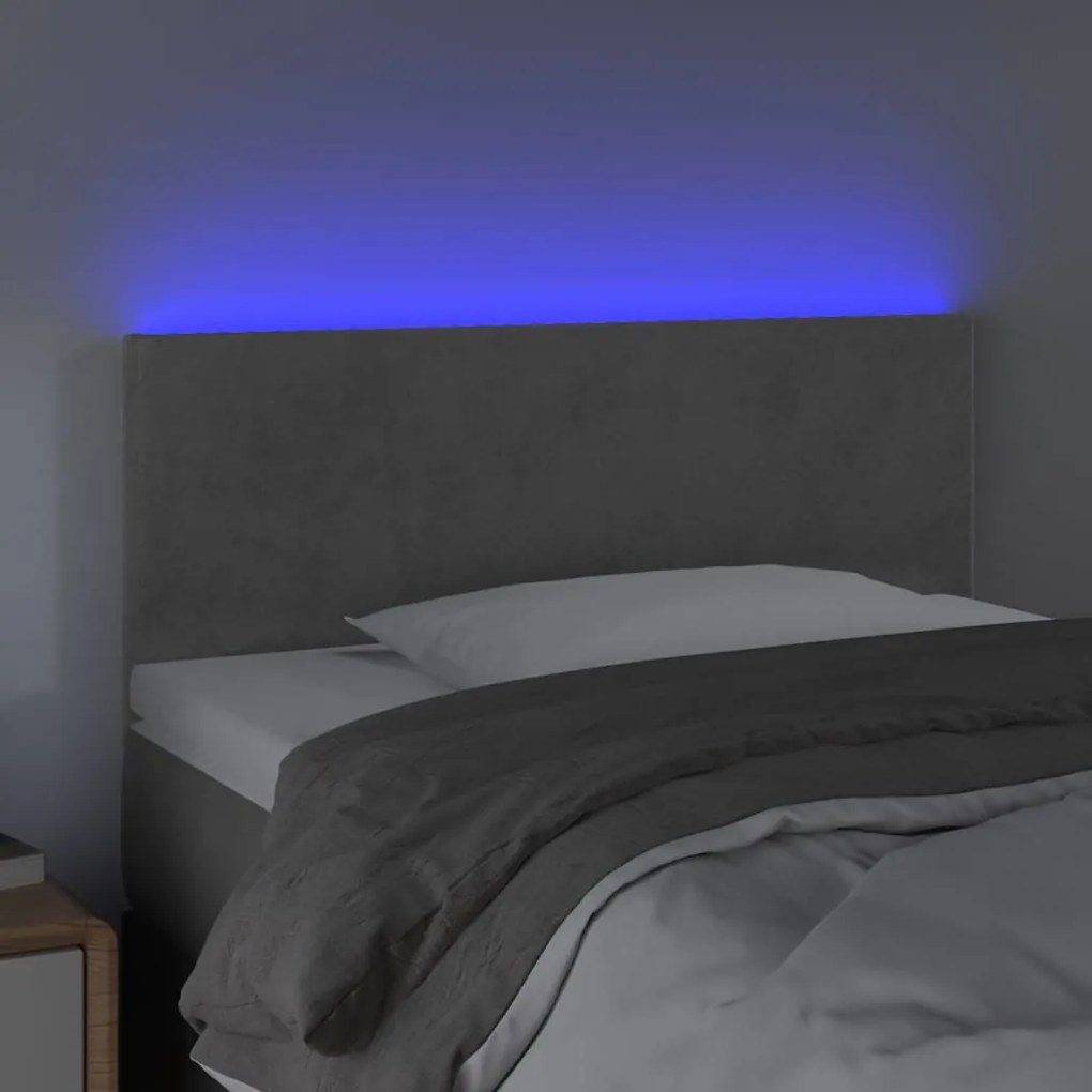 világosszürke bársony LED-es fejtámla 80 x 5 x 78/88 cm