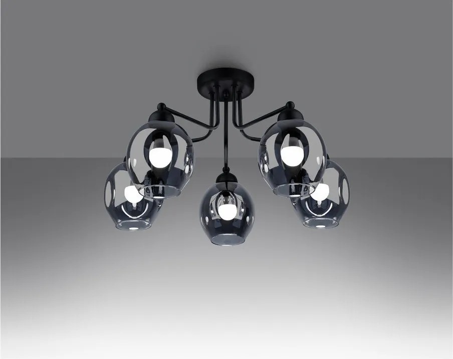 Fekete mennyezeti lámpa üveg búrával 59x59 cm Garten – Sollux