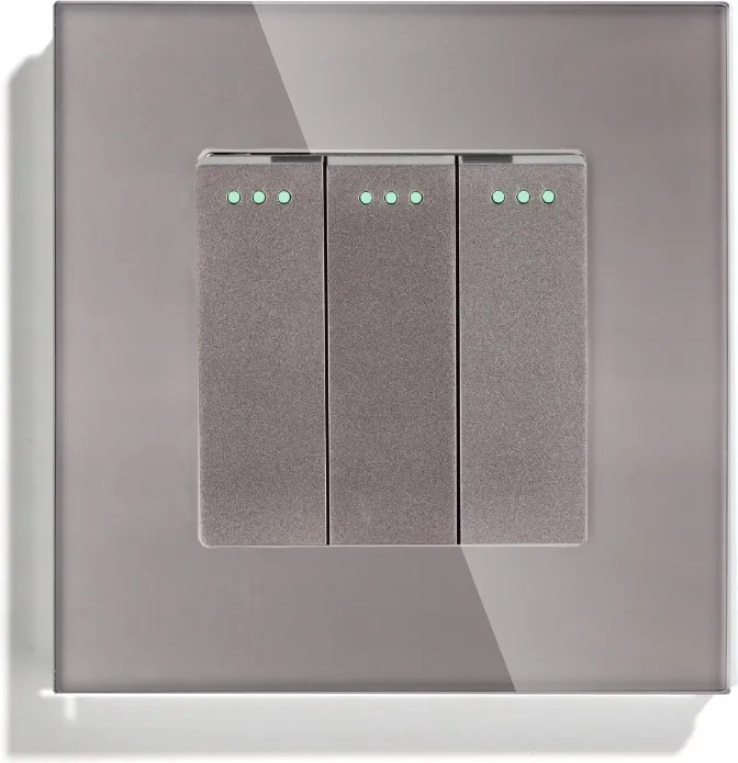 Kapcsoló Fénykapcsoló Üveg Hármas Kapcsoló Szürke