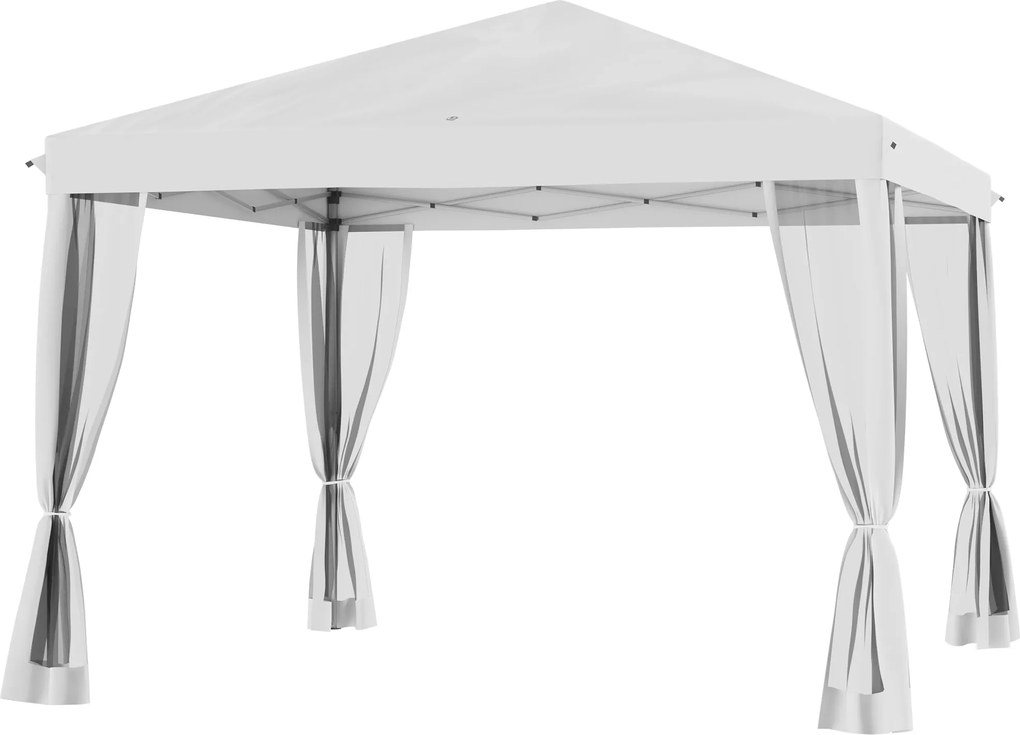 Outsunny Pavilon kb. 3x3m, vízlepergető Stabil Télálló Pop-up Összecsukható Pavilon UV Védelemmel, Összecsukható Partitábor Kertipavilon 4 Oldalfallal