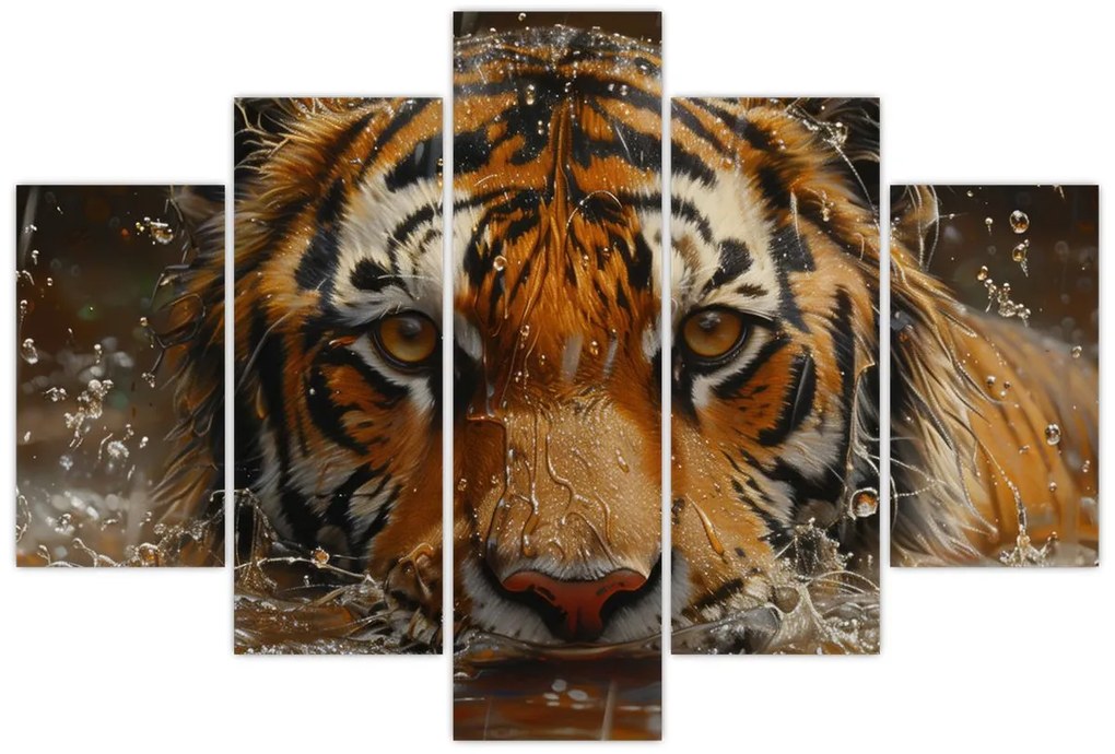 Kép - Portré egy tigris a vízben (150x105 cm)