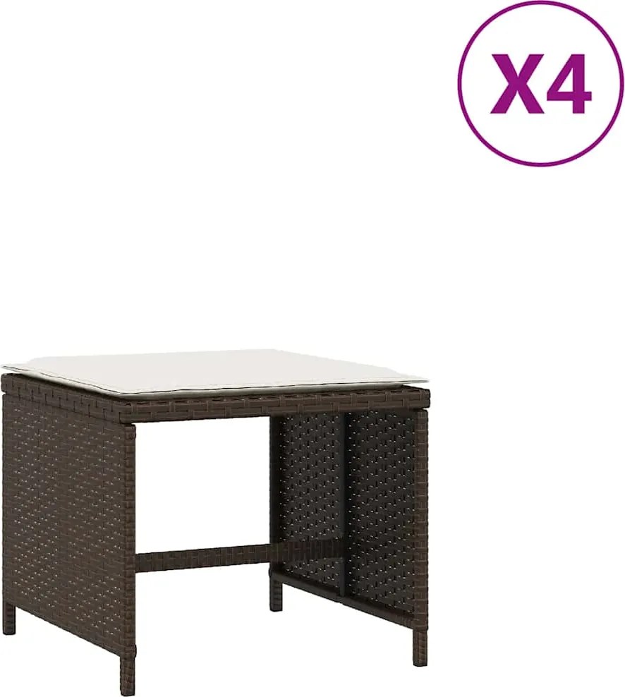 vidaXL 4 db barna polyrattan kerti szék párnával 41 x 41 x 36 cm