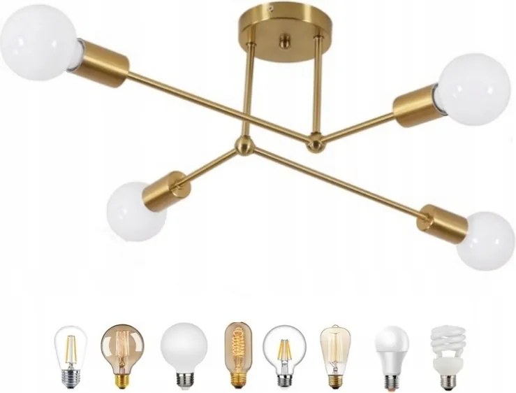 E27 Fekete Függő Mennyezeti Lámpa Arany Csíllár Nappaliba Hálószobába Konyhába