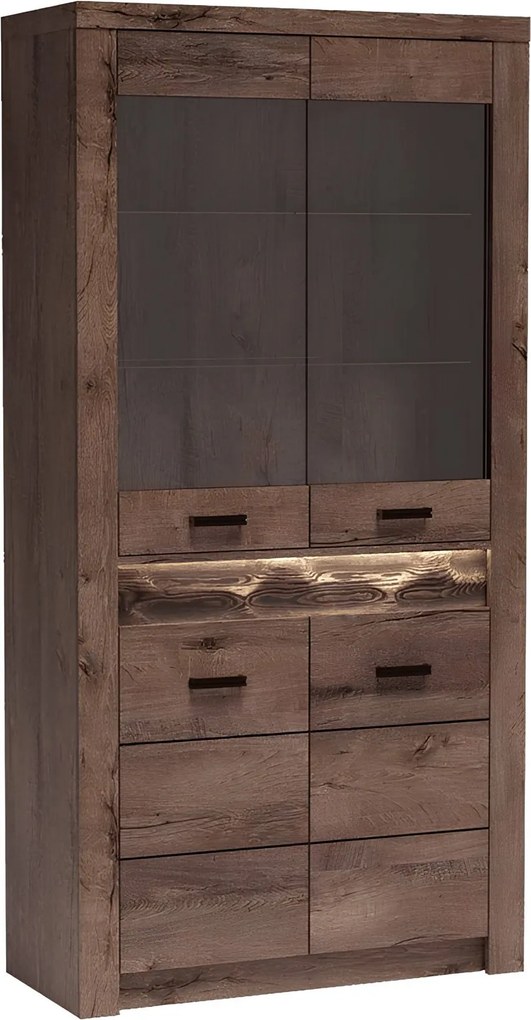 Vitrines szekrény, kőris sötét, INFINITY I-03