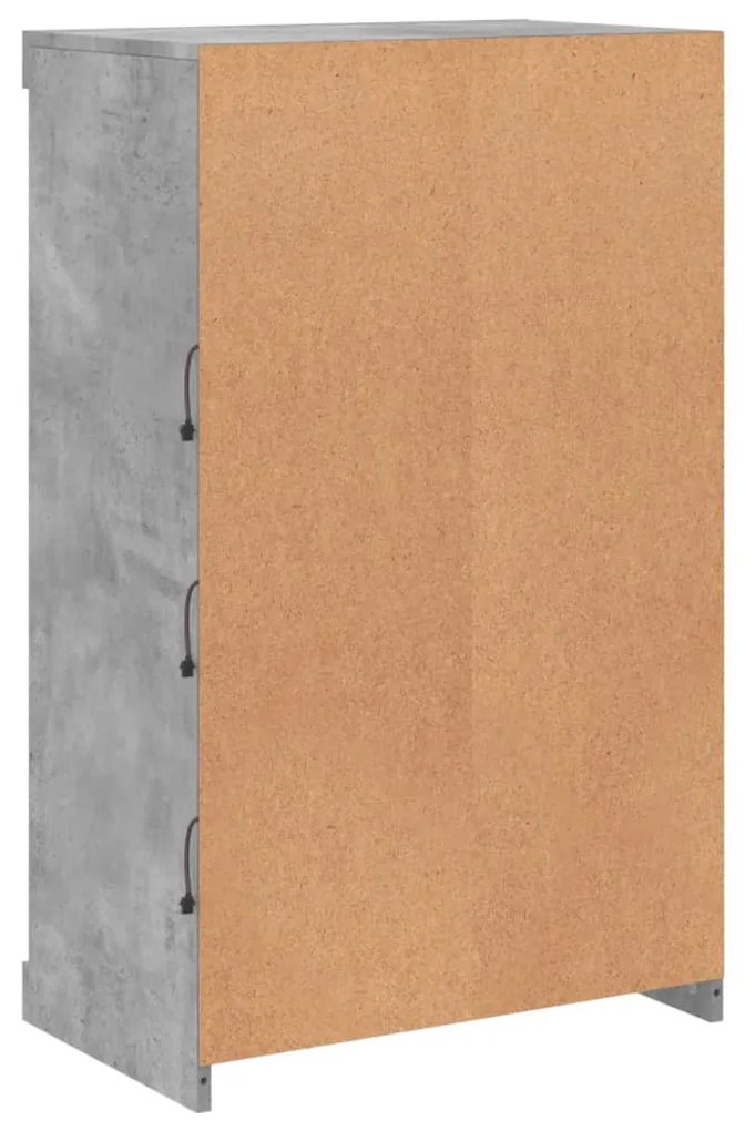 betonszürke tálalószekrény LED-világítással 60,5 x 37 x 100 cm