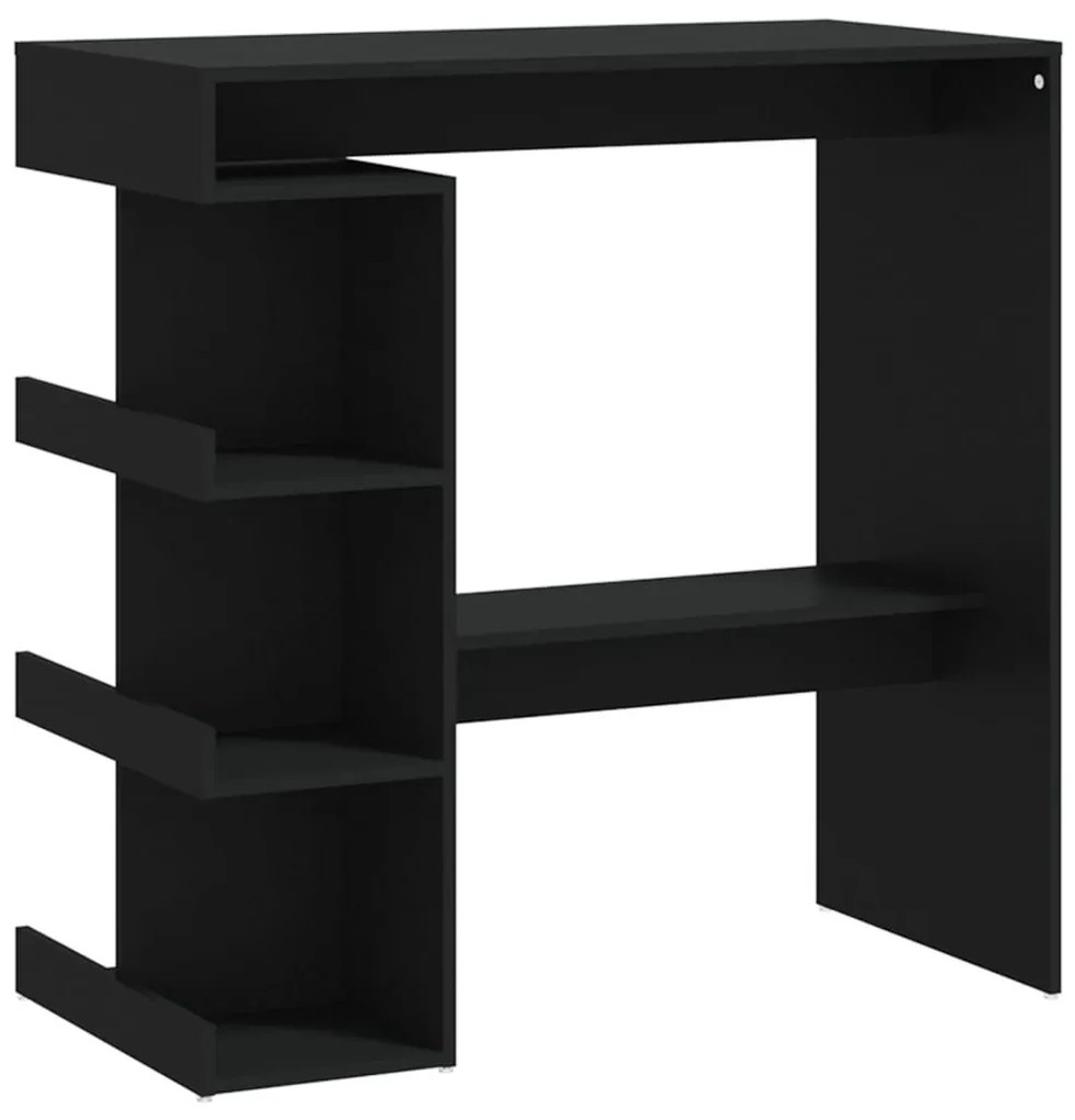 Fekete szerelt fa bárasztal tárolópolccal 100 x 50 x 101,5 cm