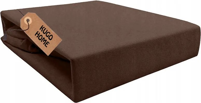 Gumis Jersey Lepedő 180x200 cm Pamut Barna Színű Kugo Home