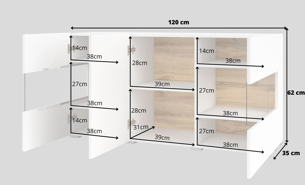 Vitrin Avernic 25-ös típus (fehér + wotan tölgy). Akció -19%. 1042051