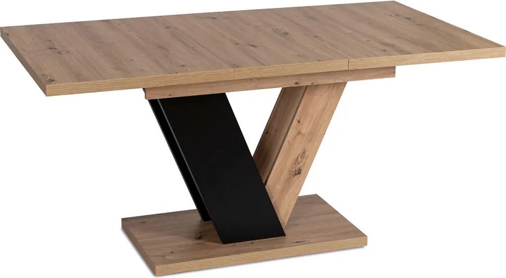 Bővíthető étkezőasztal 120–160 cm Artisan tölgy / fekete színkombinációban – CLARK