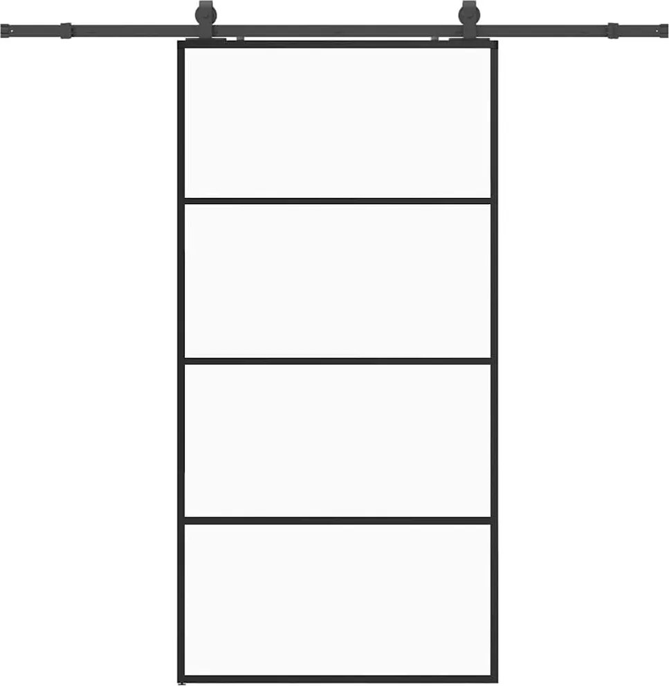 vidaXL fekete ESG üveg tolóajtó fémszerelvény-szettel 102,5x205 cm