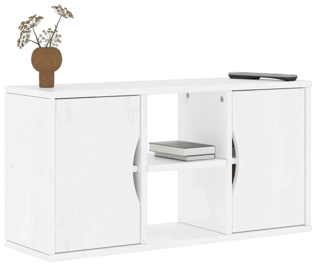 ODDA tömörfa fenyőfa TV szekrény fehér 79x24x40 cm