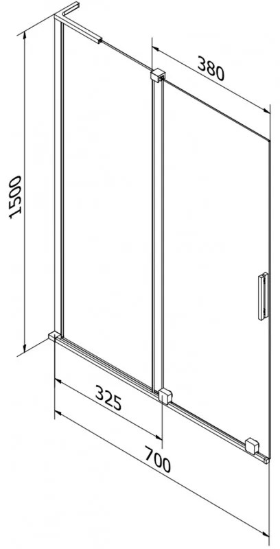 Mexen Velar L, 2 szárnyas eltolható kádparaván 70 x 150 cm, 8mm szürke üveg, króm profil, 896-070-003-41-01