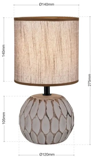 Orion LA 4-1224/1 - Asztali lámpa PINIA 1xE14/25W/230V kerámia bézs/szürke