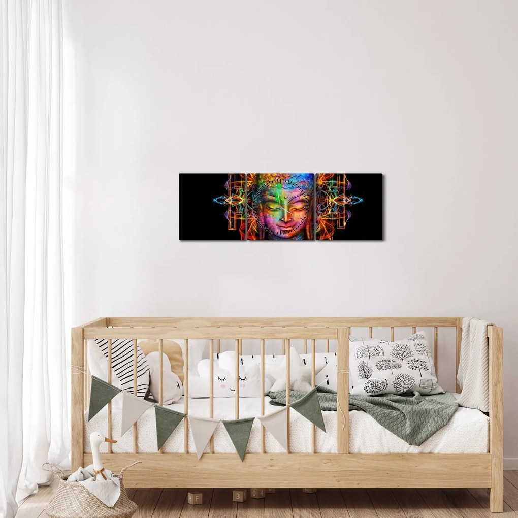 Kép - Buddha mellszobra neon színekben (órával) (90x30 cm)