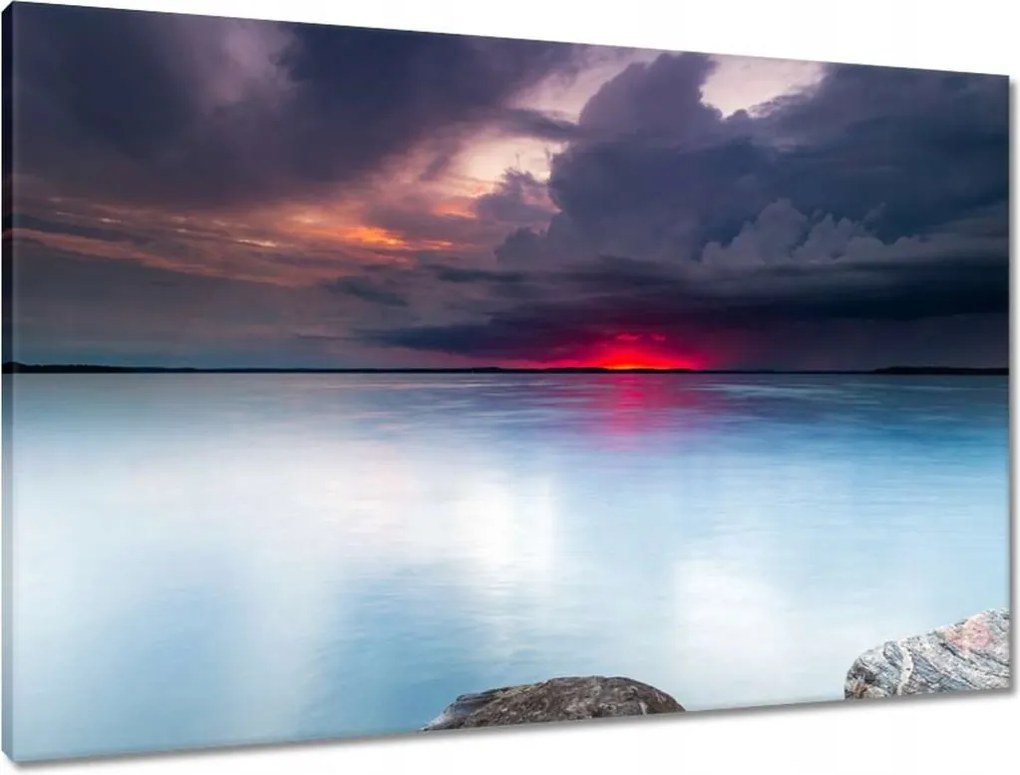 Vászonkép 90x60 Sziklák Tenger Naplemente