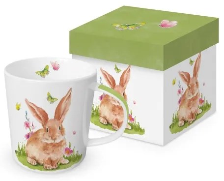 Porcelánbögre dobozban, barna nyuszis, 350ml - Mr.Rabbit