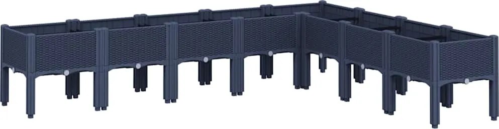 vidaXL kékszürke PP rácsos kerti ültetőláda 200 x 160 x 42 cm