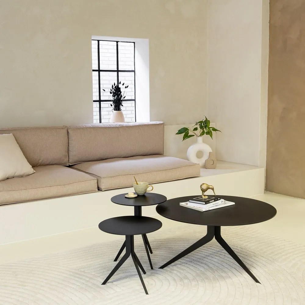 Fekete fém kerek dohányzóasztal ø 78 cm Daley – Spinder Design