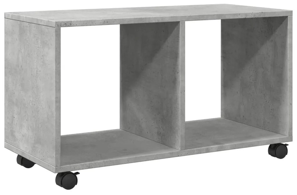 betonszürke szerelt fa görgős szekrény 72 x 33 x 42,5 cm