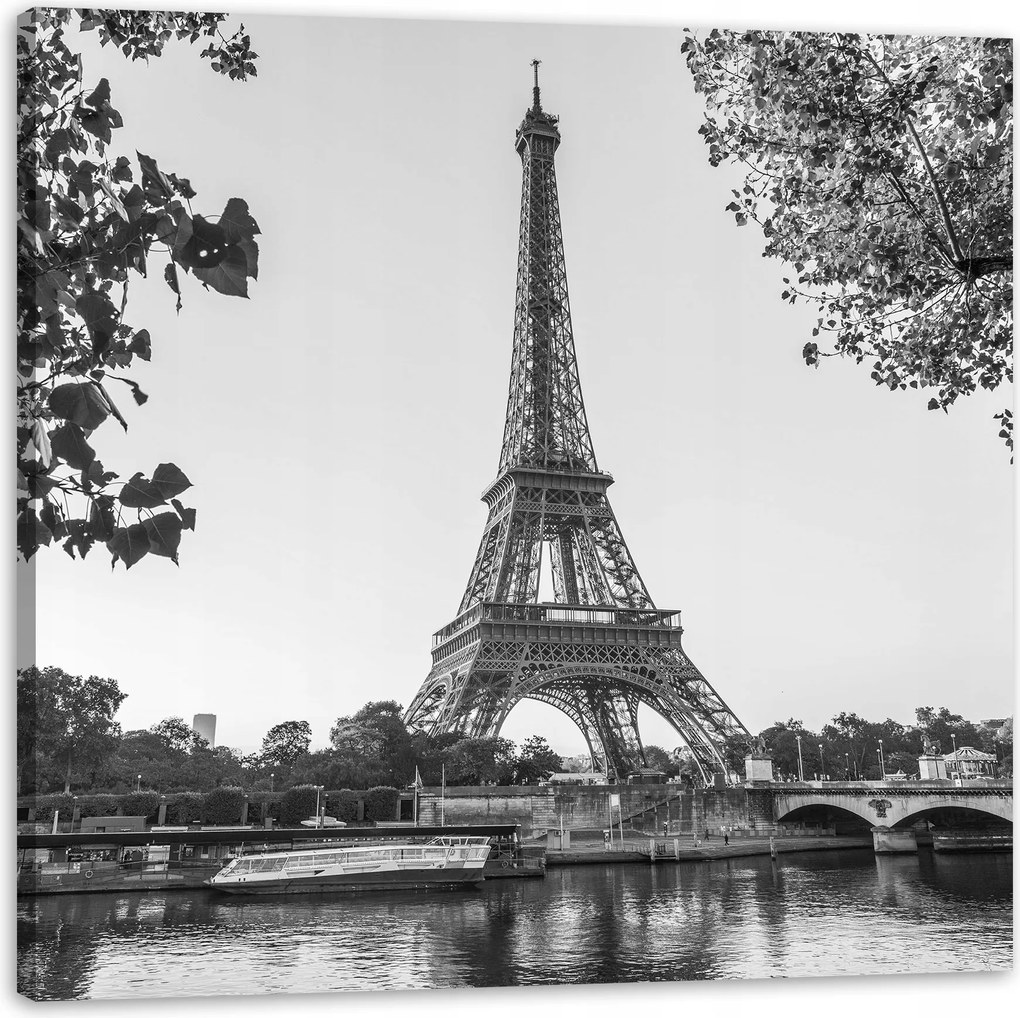 Vászonkép Eiffel-torony fekete-fehér 60x60