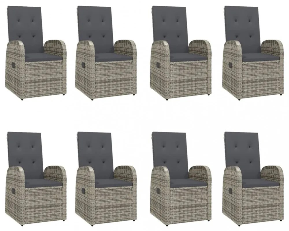 vidaXL 9 részes szürke polyrattan kerti étkezőgarnitúra párnával