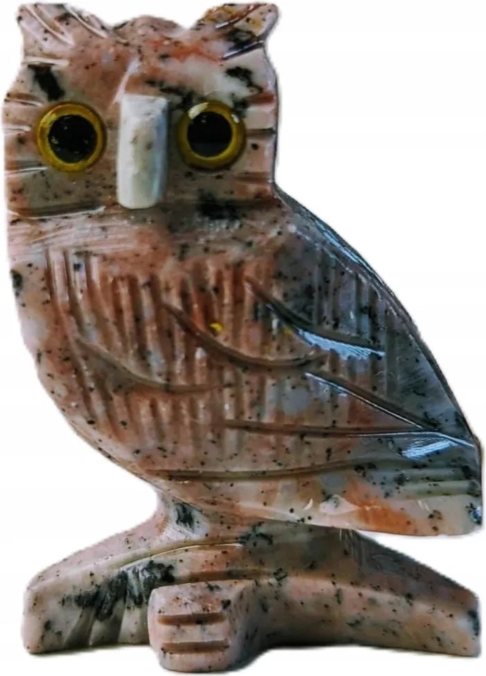Bagoly figura Bölcsesség szimbóluma Bagoly az ágon Kőből faragott 4 cm Madár