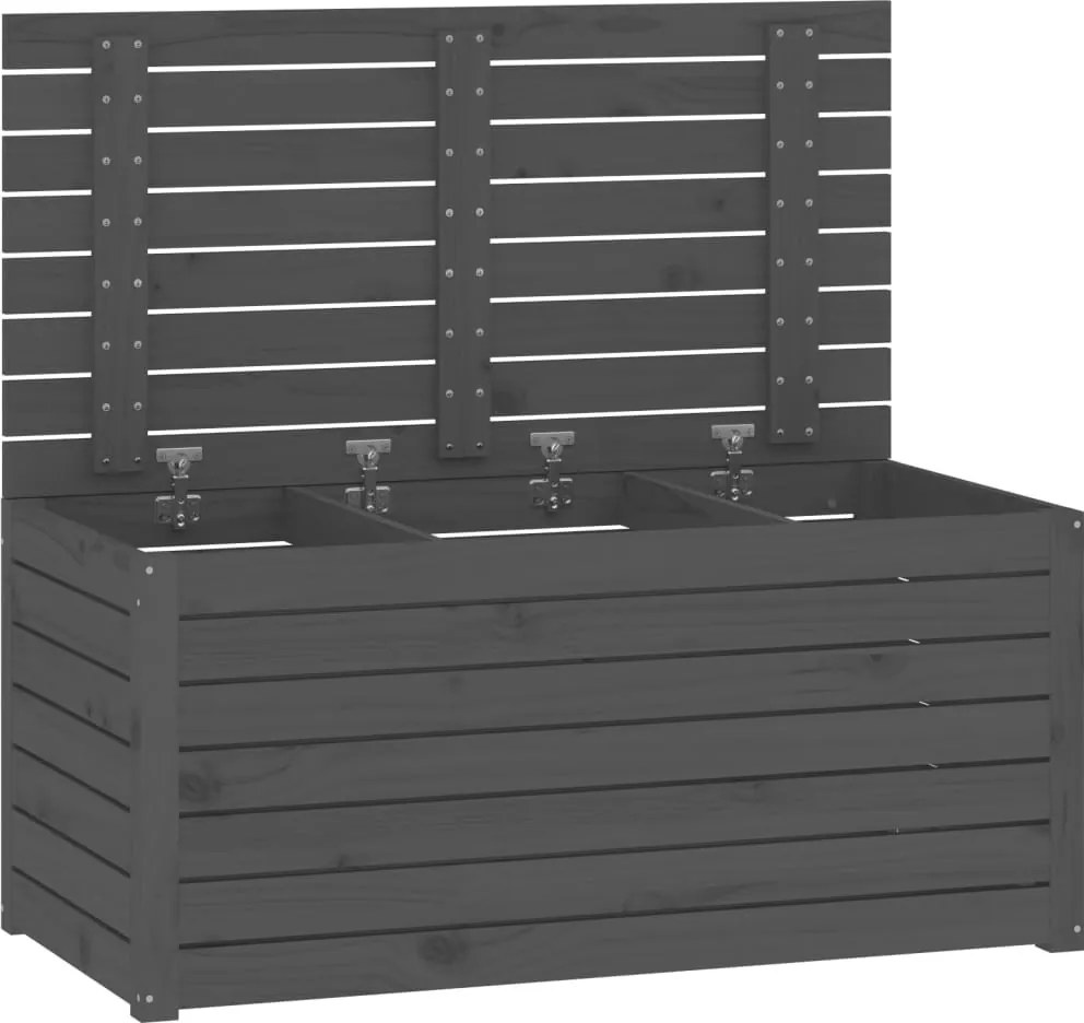 vidaXL szürke tömör fenyőfa kerti láda 101 x 50,5 x 46,5 cm