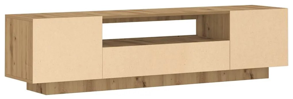 kézműves tölgy szerelt fa TV-szekrény LED-ekkel 160x35x40 cm