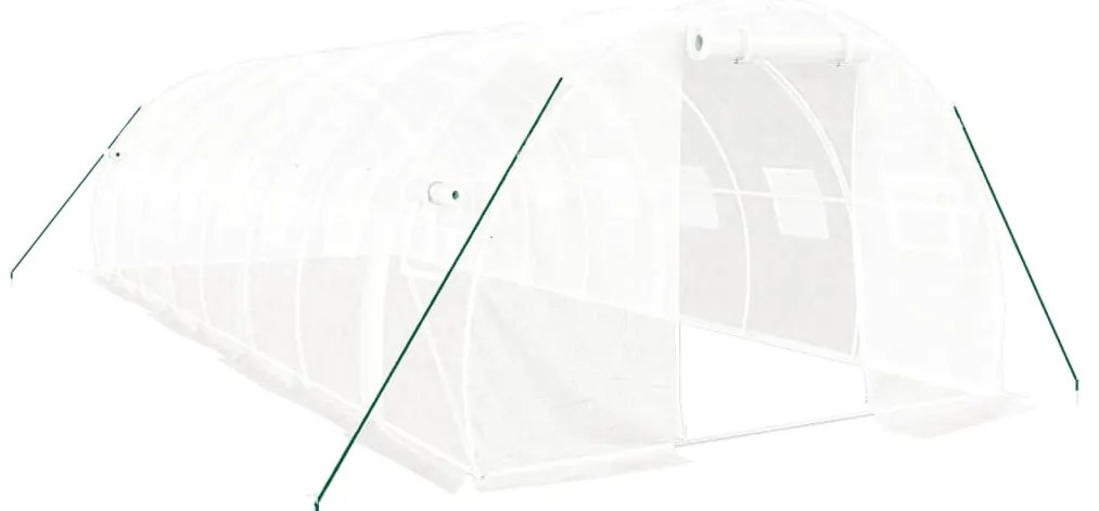 fehér acélvázas melegház 24 m² 8x3x2 m