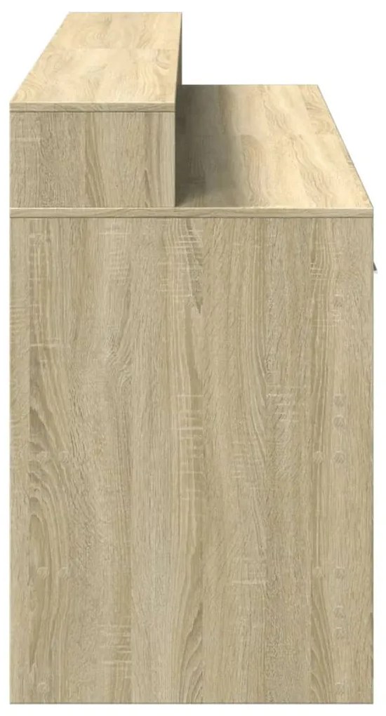 sonoma tölgy színű szerelt fa íróasztal LED-ekkel 160x55x91 cm