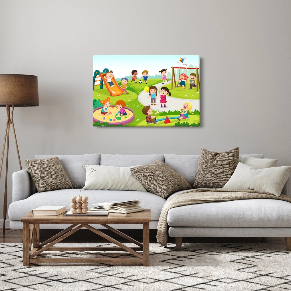 Kép a gyermekek szórakozásáról a homokozóban (90x60 cm)