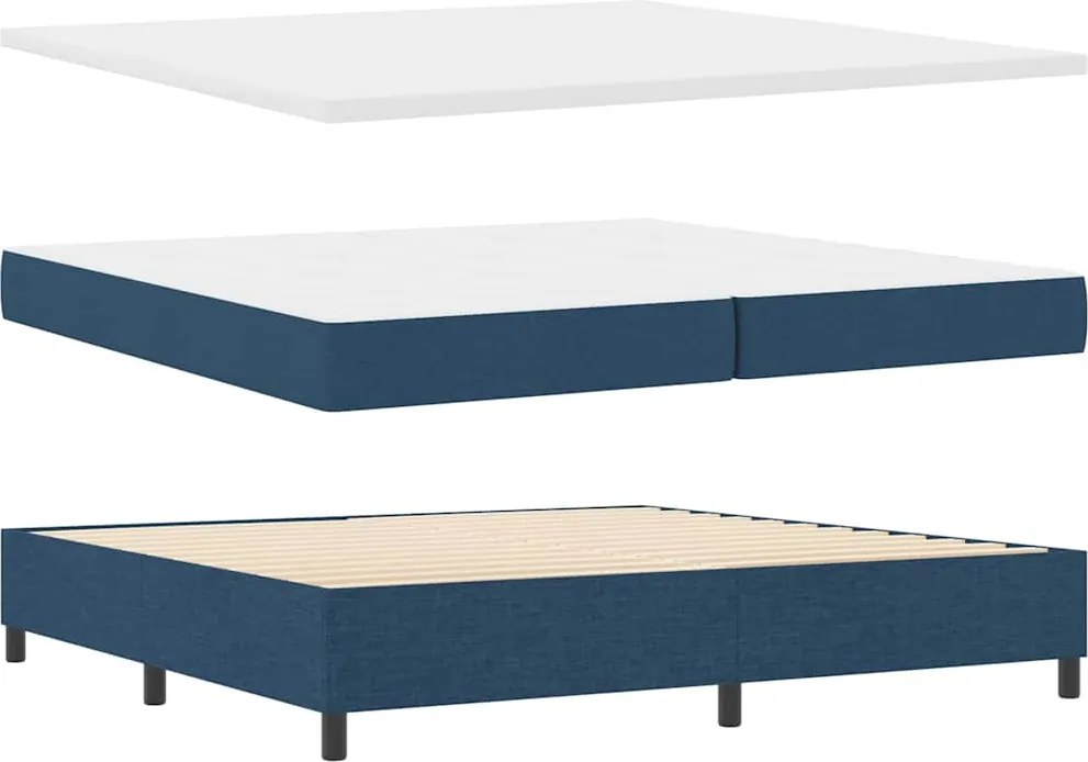 vidaXL LED Box Spring Ágy matracmal Kék 200 x 200 cm szövet