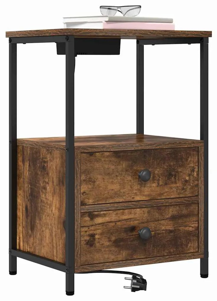 vidaXL Éjjeliszekrény 2 pcs Füstölt tölgy 40 x 31 x 60 cm Faanyag