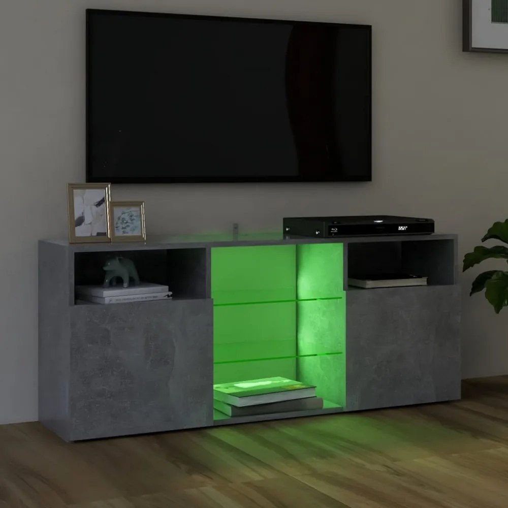 szürke TV-szekrény LED-világítással 120 x 30 x 50 cm