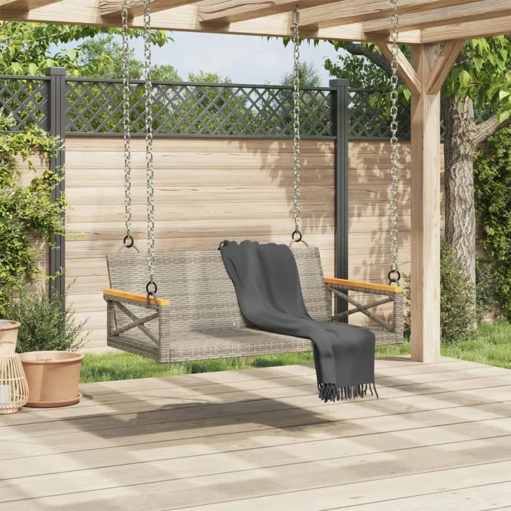 szürke polyrattan hintapad 109 x 62 x 40 cm