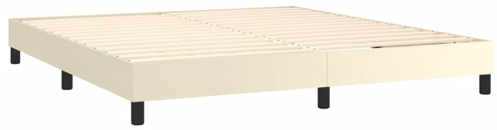 krémszínű műbőr rugós ágykeret 180x200 cm