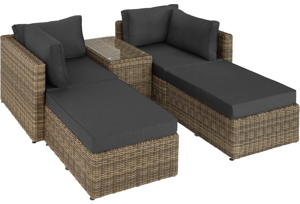 tectake 403168 san domino rattan kerti bútor alumínium vázzal - természetes